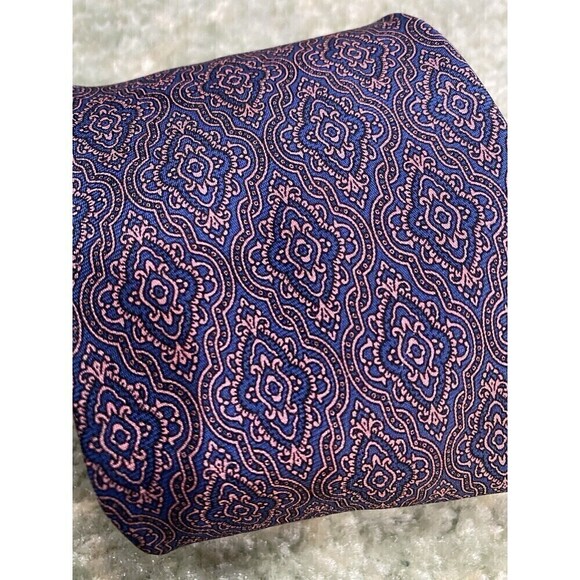 Stefano Ricci Silk Neck Tie Navy Blue & Pink Floral-Type Pattern - Picture 4 of 9
